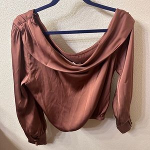 NWT MIAMI SATIN LONG SLEEVE CROP TOP